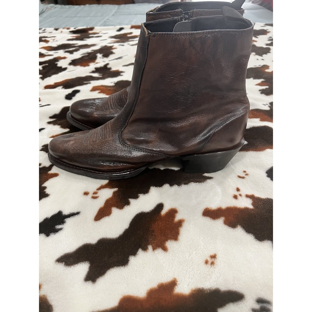 Laredo Mens Side Zipper Western Boots Round Toe Brown Leather Upper Size 10.5EW - Picture 2 of 8
